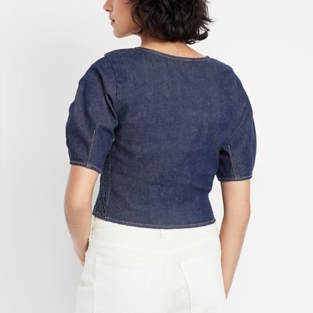 OLD NAVY Square-Neck Denim Cropped Top Size XL NEW - Picture 2 of 15